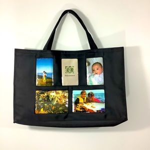 Black picture tote bag